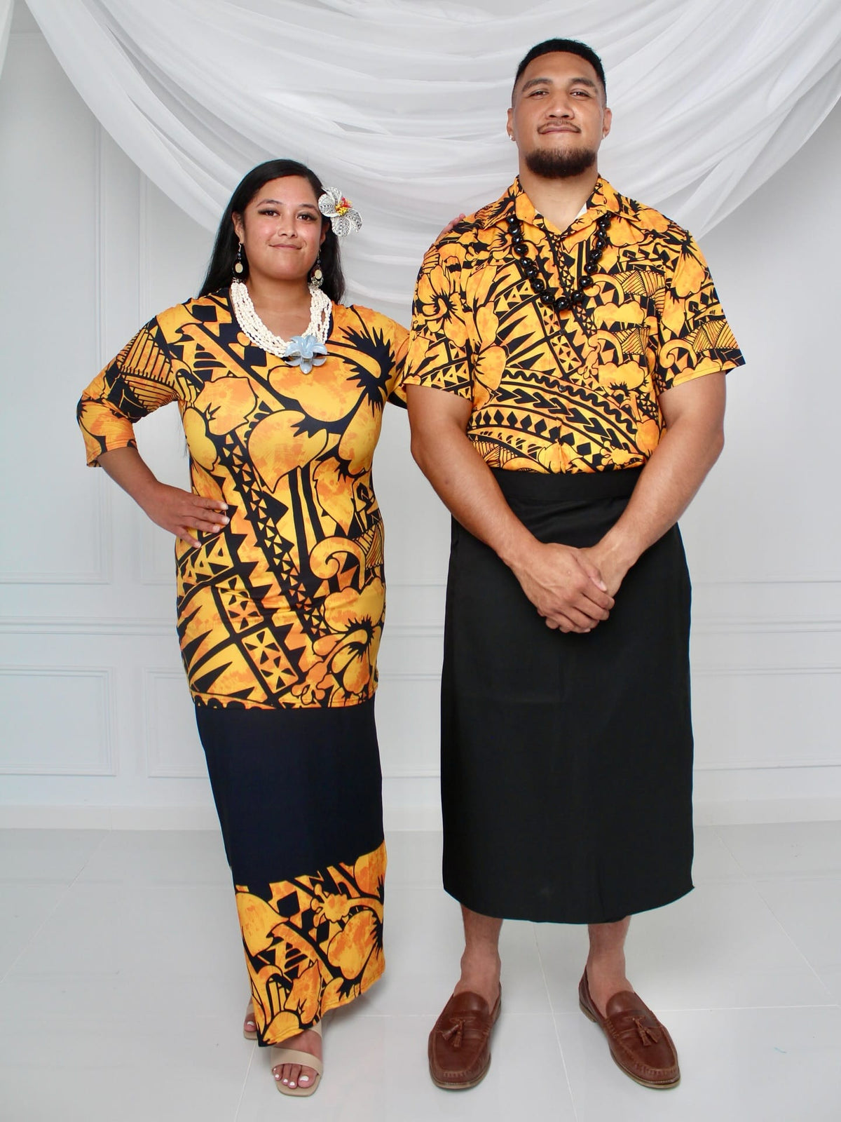Orange 2-Piece Puletasi’s & Men’s Aloa image 1