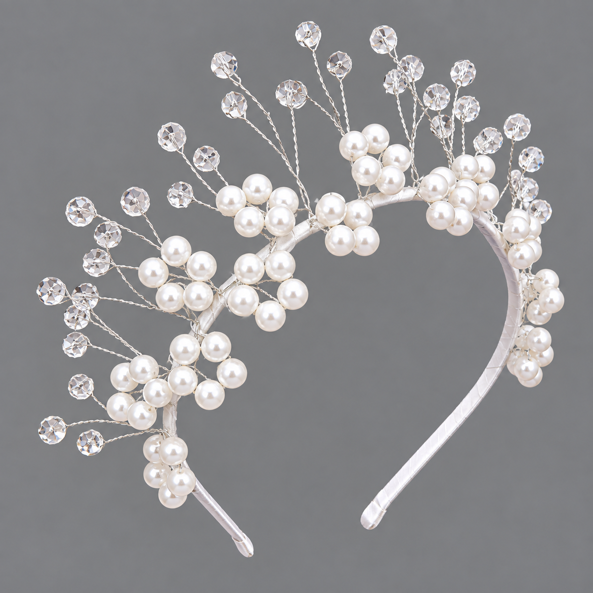 Girls White Sunday Pearl & Floral Headpieces