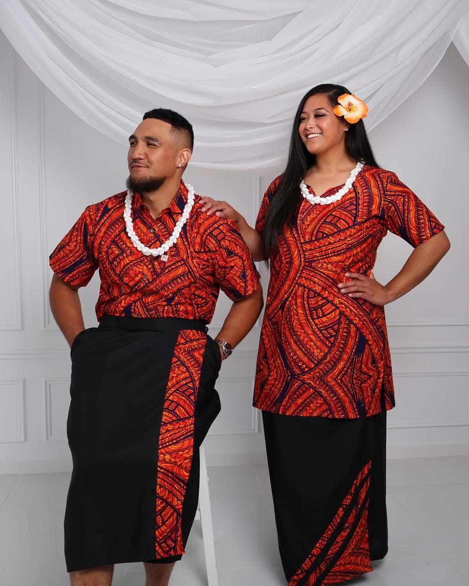 Orange/Black Ladies Puletasi image 2