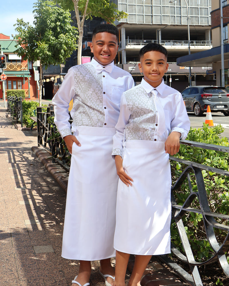 Boy’s White/Silver Longsleeve - Design 1