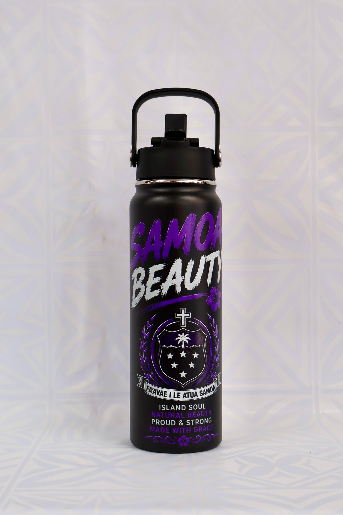 685 Adult Water Bottle – Traditional Pacific Pattern #1