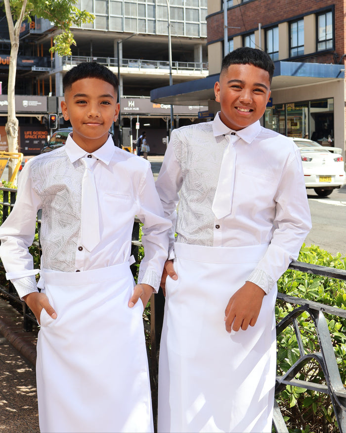 Boys White & Silver Longsleeve – Design 3