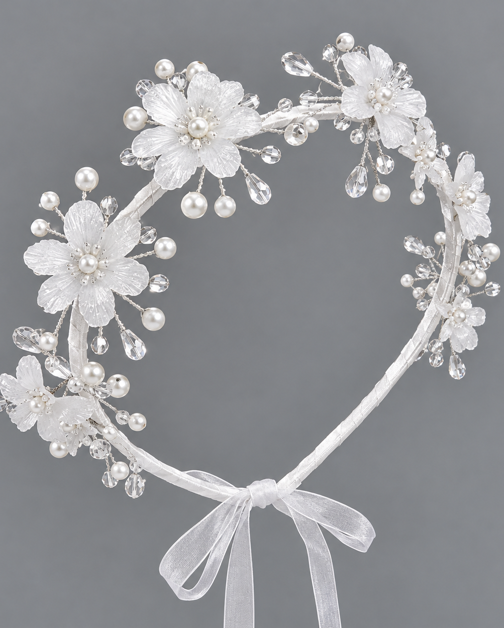 Girls White Sunday Pearl & Floral Headpieces