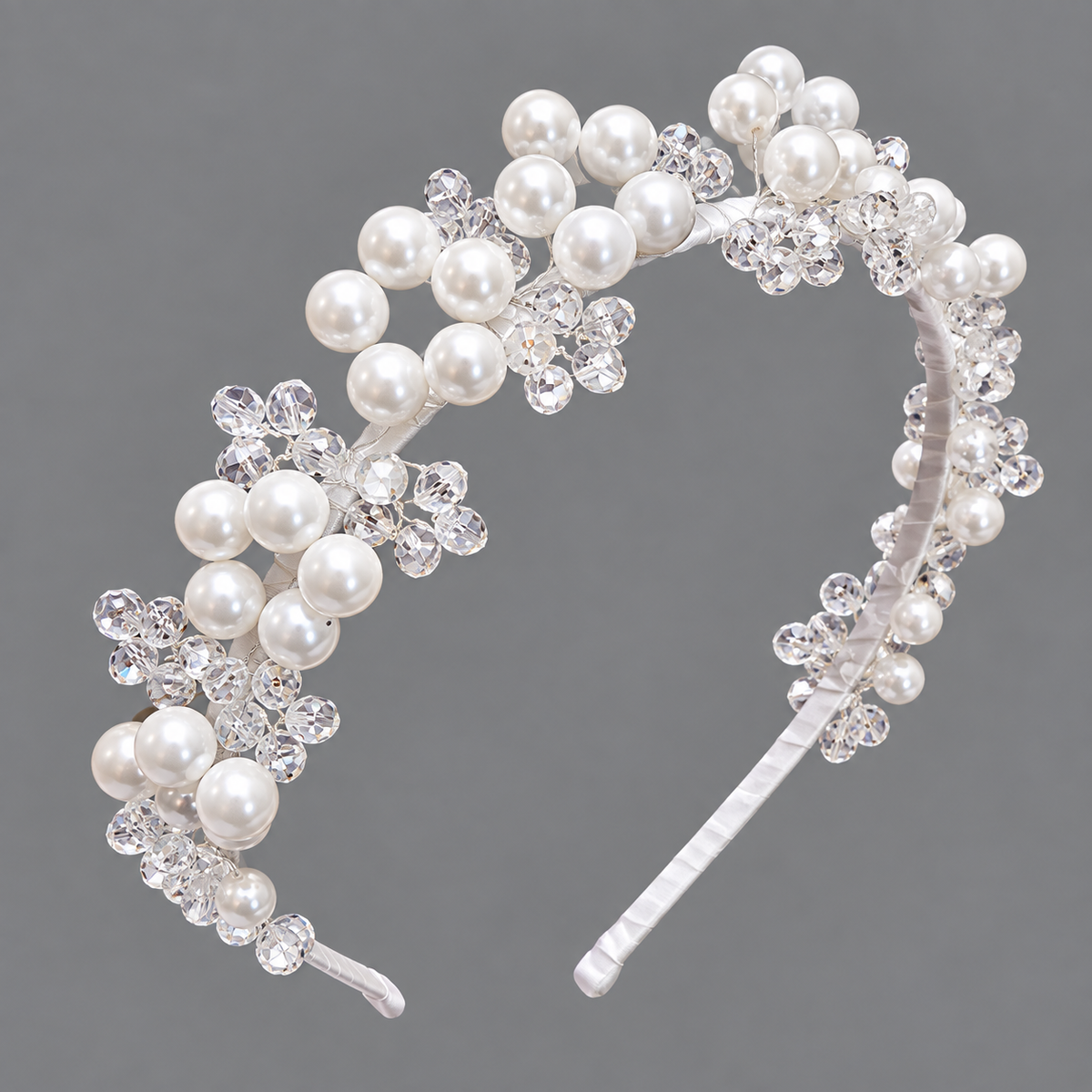 Girls White Sunday Pearl & Floral Headpieces