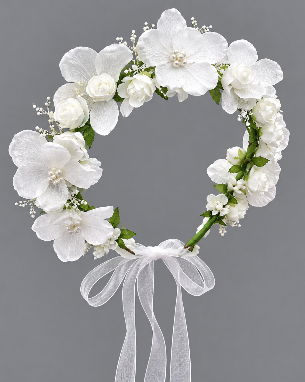 Girls White Sunday Pearl & Floral Headpieces