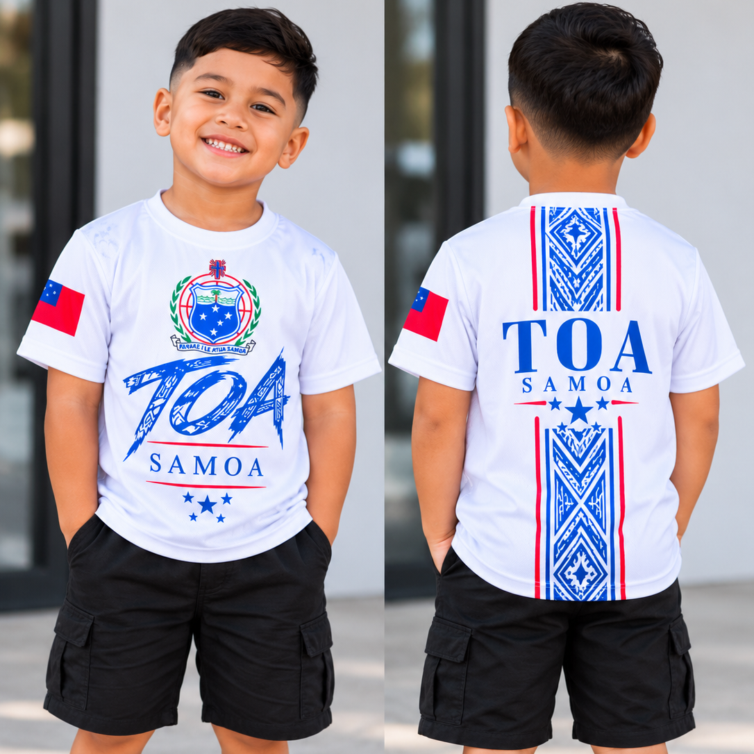TOA SAMOA WHITE – KIDS SHIRT 🇼🇸
