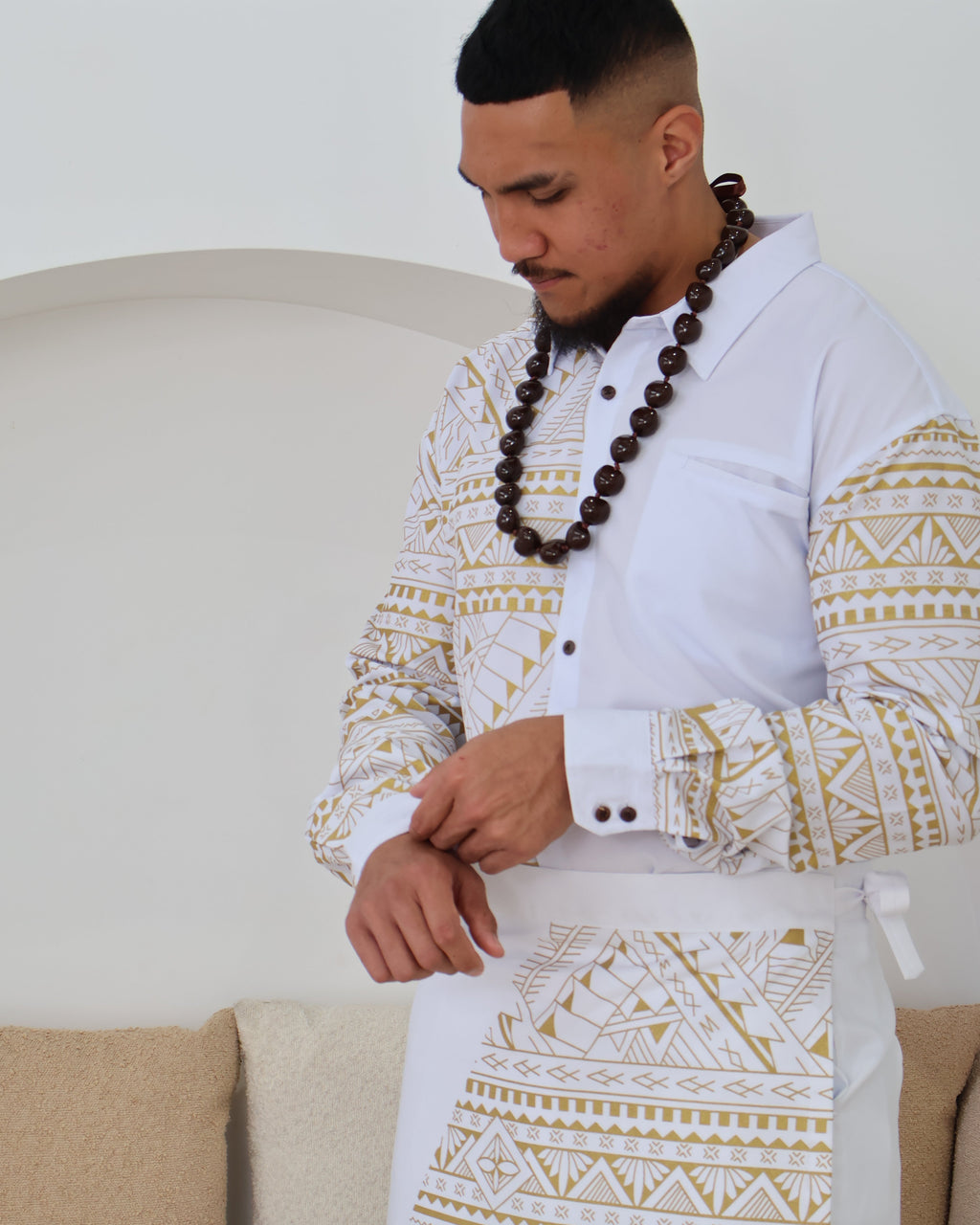 Men's Gold/White Longsleeve Aloa