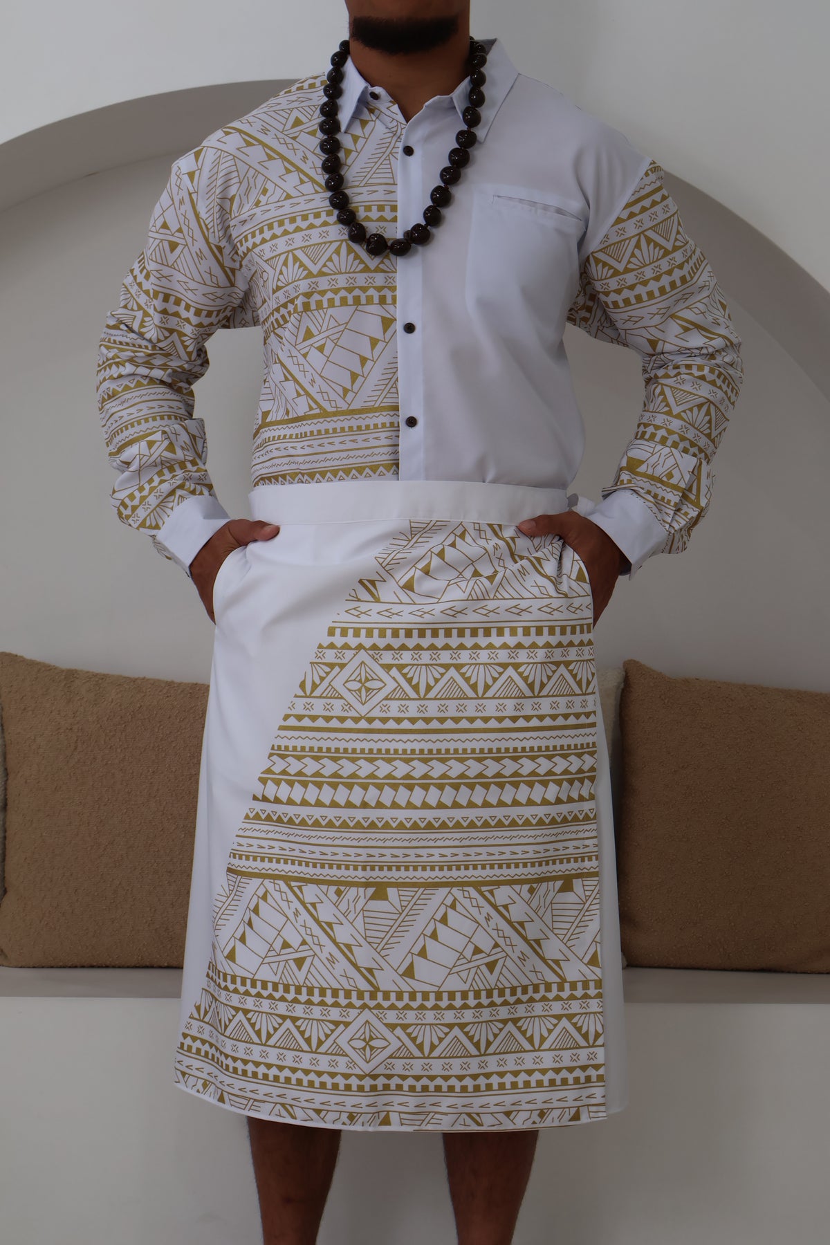 Men's Gold/White Longsleeve Aloa