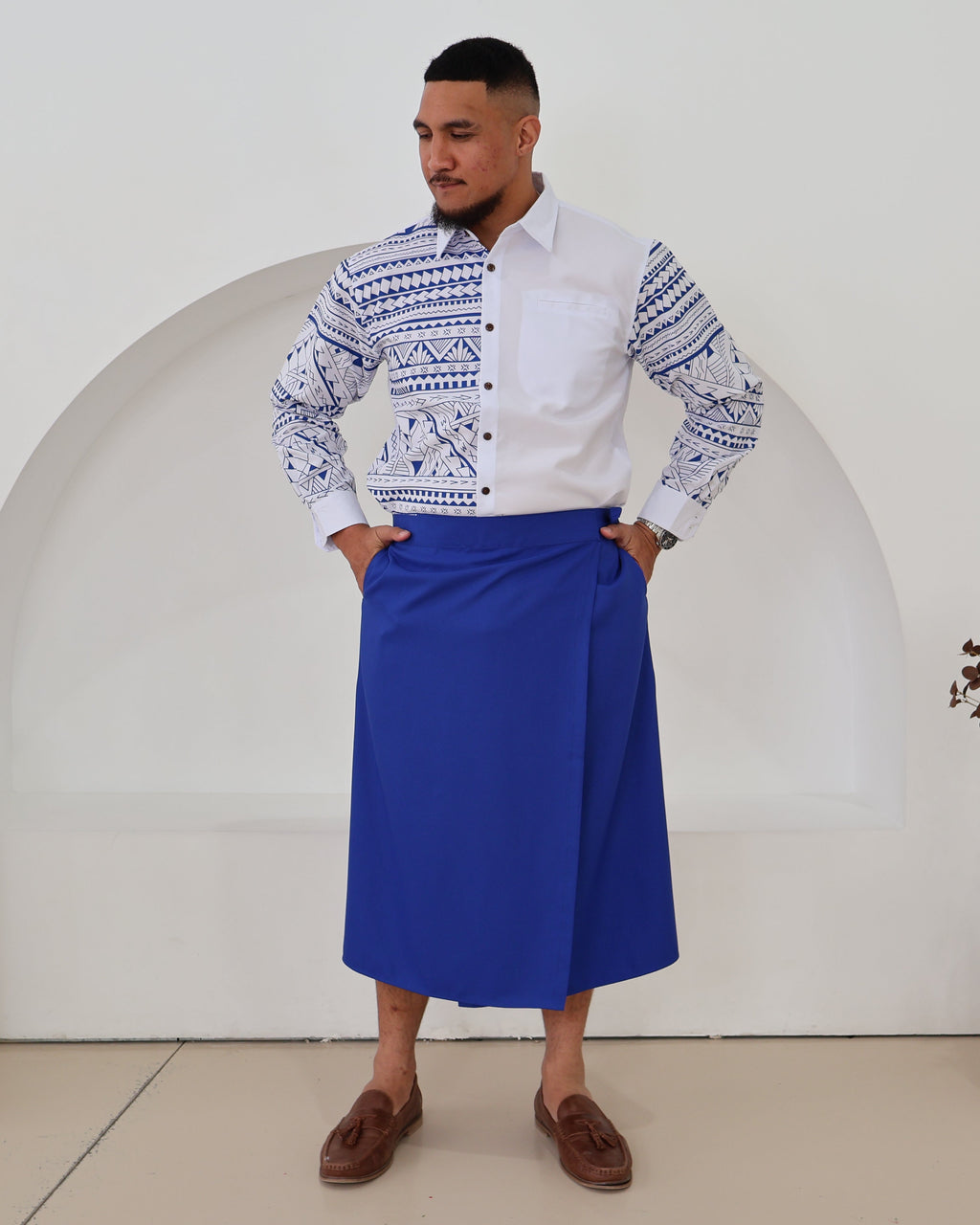 Men's Blue/White Long sleeve Aloa