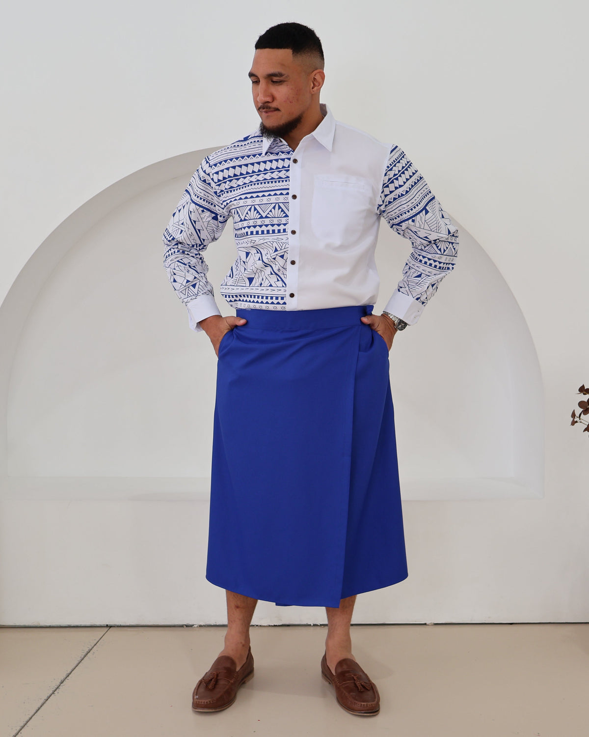Men's Blue/White Long sleeve Aloa