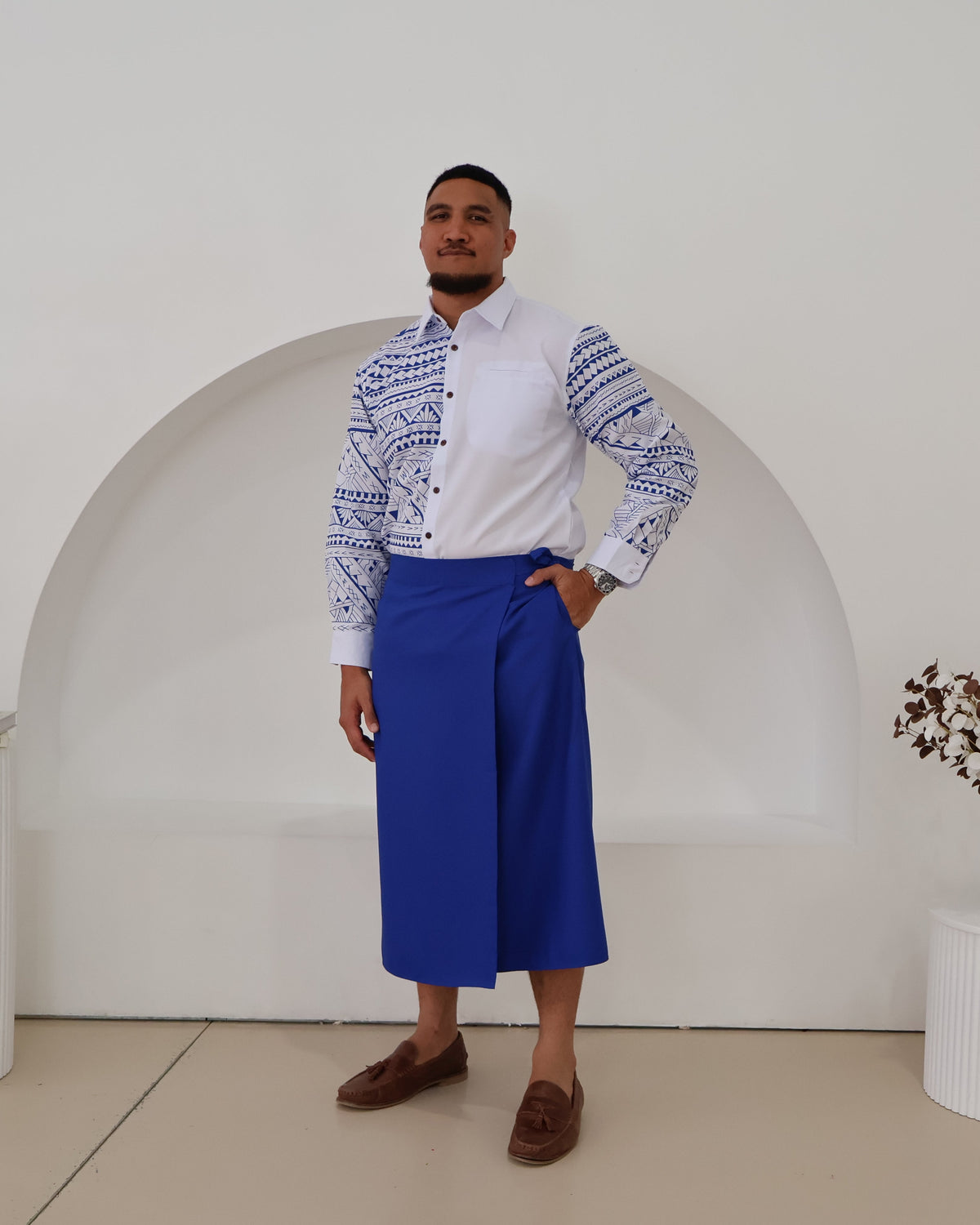 Men's Blue/White Long sleeve Aloa