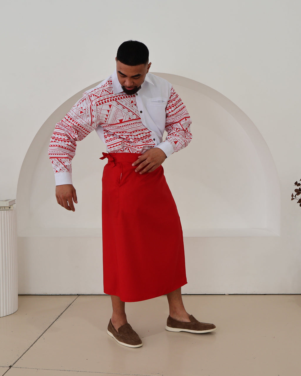 Men's Red/White Long sleeve Aloa