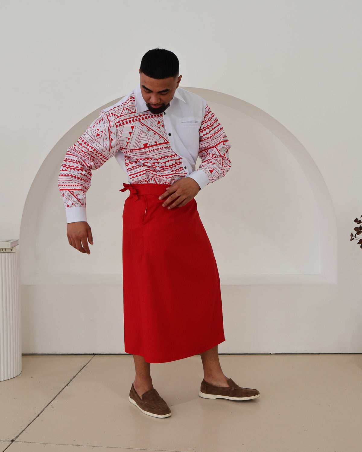 Men's Red/White Long sleeve Aloa