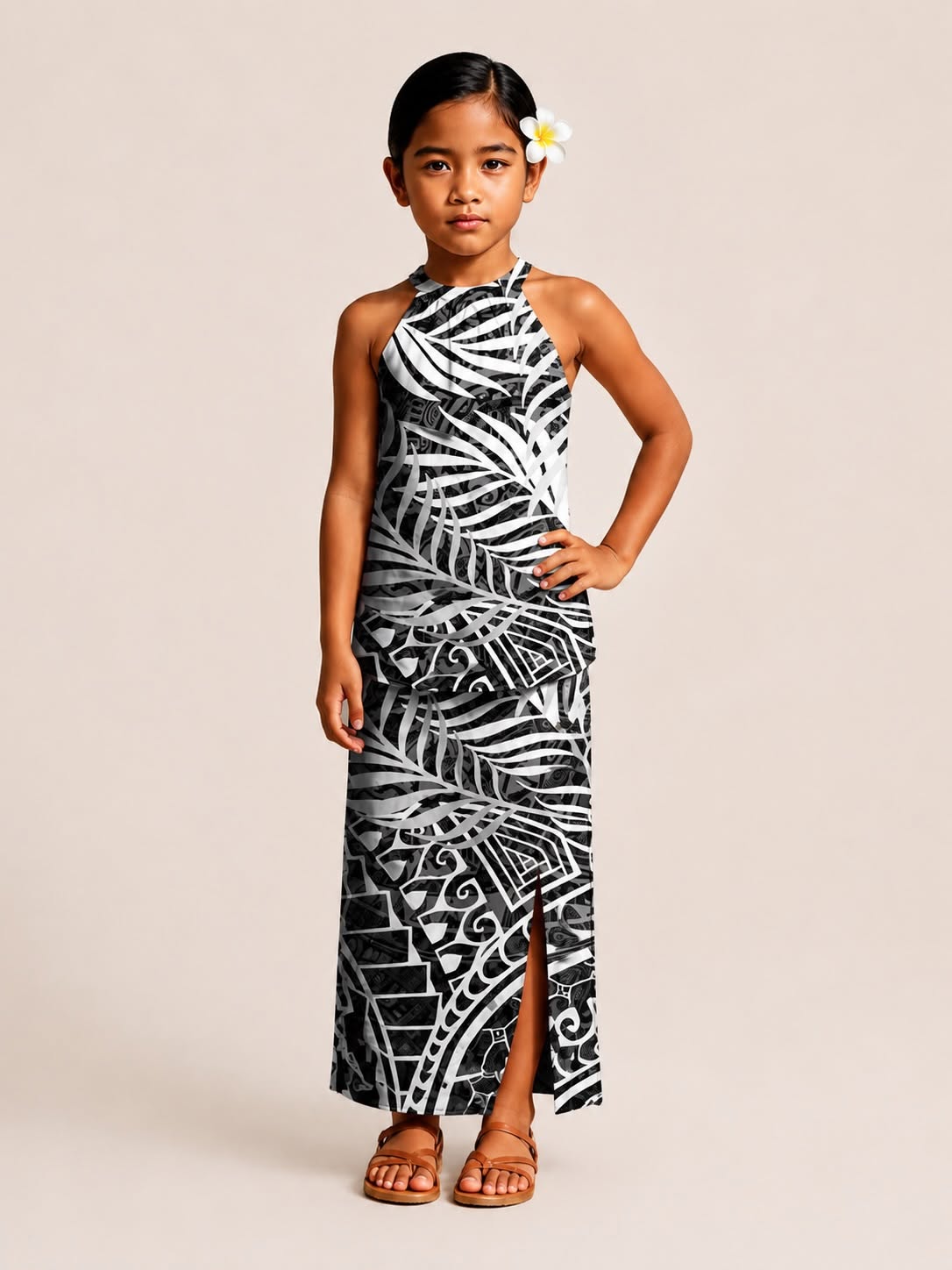 Black/White Girls Puletasi image 0